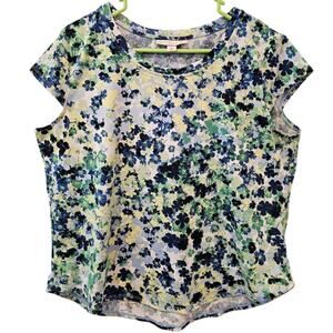 Emaline Floral Scoop Neck High Low Cap Sleeve Top XL